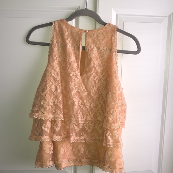 Elegant Lace Layered Peach Top - Picture 2 of 15